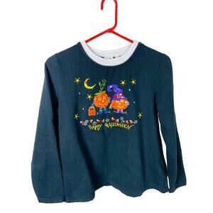 Womens Black Embroidered Sequin Pumpkin Candy Corn Halloween Sweatshirt Medium